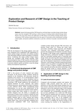 Exploration and Research of CMF Design in the Teaching of Product Design