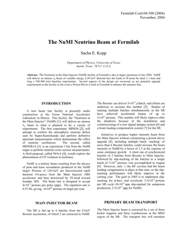 The Numi Neutrino Beam at Fermilab