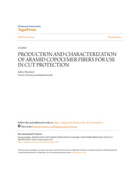 Production and Characterization of Aramid Copolymer Fibers for Use in Cut Protection" (2010)