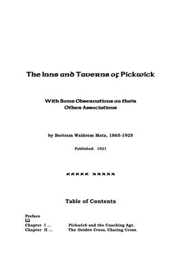 The Inns and Taverns of Pickwick
