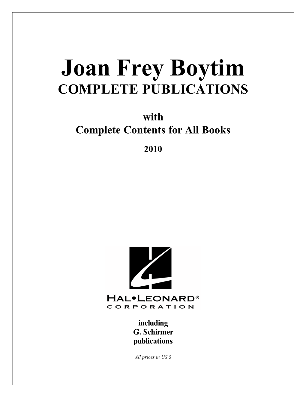 Joan Frey Boytim COMPLETE PUBLICATIONS