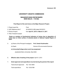 University Grants Commission Bahadur Shah Zafar Marg New Delhi – 110 002