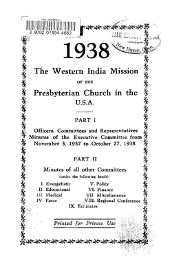 I I the Western India Mission Presbyterian Church in the * * *