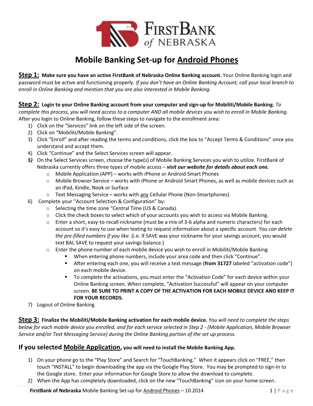 Mobile Banking Set-Up for Android Phones