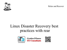 Linux Disaster Recovery Best Practices with Rear
