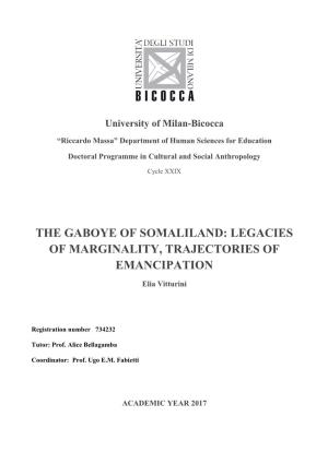 The Gaboye of Somaliland: Legacies of Marginality, Trajectories of Emancipation