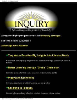 INQUIRY - UO Research Journal