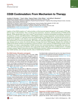 CD28 Costimulation: from Mechanism to Therapy