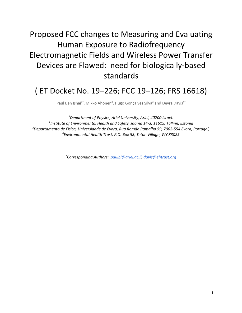 Proposed FCC Changes to Measuring and Evaluating Human Exposure to Radiofrequency Electromagnetic Fields and Wireless Power Tran