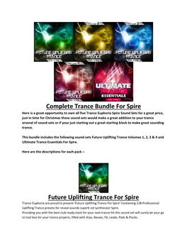 Complete Trance Bundle for Spire Future Uplifting Trance for Spire