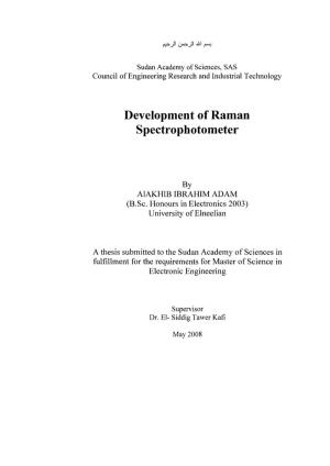 Development of Raman Spectrophotometer