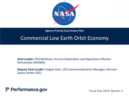 Commercial Low Earth Orbit Economy