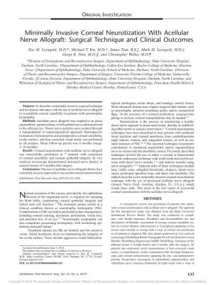 Minimally Invasive Corneal Neurotization with Acellular Nerve Allograft: Surgical Technique and Clinical Outcomes