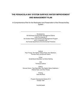 The Pensacola Bay System Surface Water Improvement and Management Plan