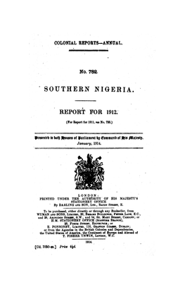 Annual Report of the Colonies, Southern Nigeria, 1912