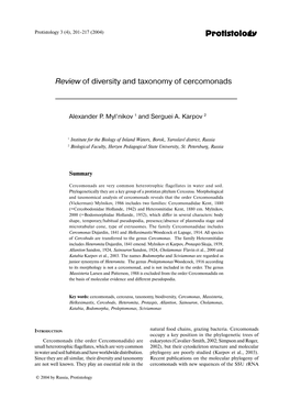 Protistology Review of Diversity and Taxonomy of Cercomonads