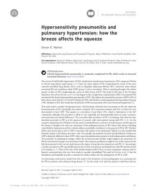 Hypersensitivity Pneumonitis and Pulmonary Hypertension: How the Breeze Affects the Squeeze