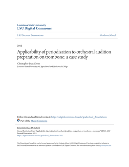 Applicability of Periodization to Orchestral Audition Preparation on Trombone: a Case Study