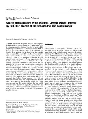 Genetic Stock Structure of the Swordfish (Xiphias Gladius) Inferred