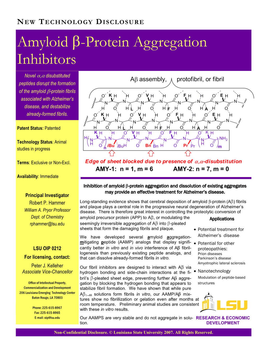 Amyloid -Protein Aggregation Inhibitors