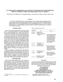 30. Cretaceous Ammonites (Valanginian to Cenomanian) from Deep Sea Drilling Project Cores, Southeastern Gulf of Mexico1