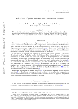 A Database of Genus 2 Curves Over the Rational Numbers