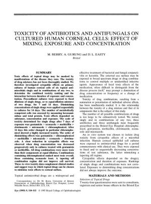 Toxicity of Antibiotics and Antifungals On
