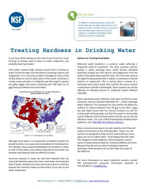 Treating Hardness in Drinking Water