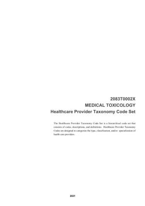2083T0002X Medical Toxicology (Preventive Medicine) Physician