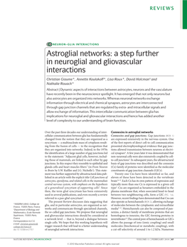 Astroglial Networks: a Step Further in Neuroglial and Gliovascular Interactions