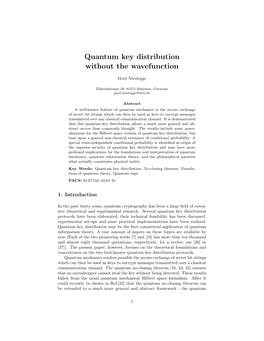 Quantum Key Distribution Without the Wavefunction