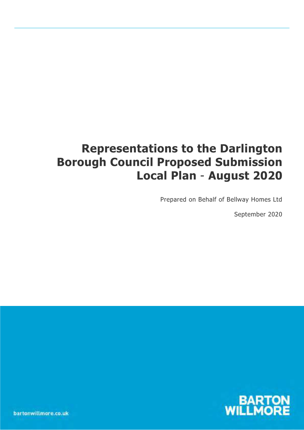 Representations to the Darlington Borough Council Proposed Submission Local Plan - August 2020