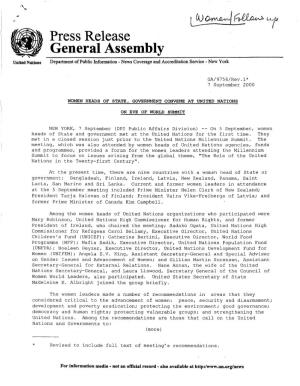 Press Release General Assembly United Nations Department of Public Information - News Coverage and Accreditation Service - New York