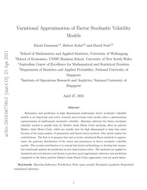 Variational Approximation of Factor Stochastic Volatility Models Arxiv