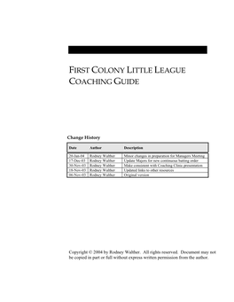 First Colony Little League Coaching Guide