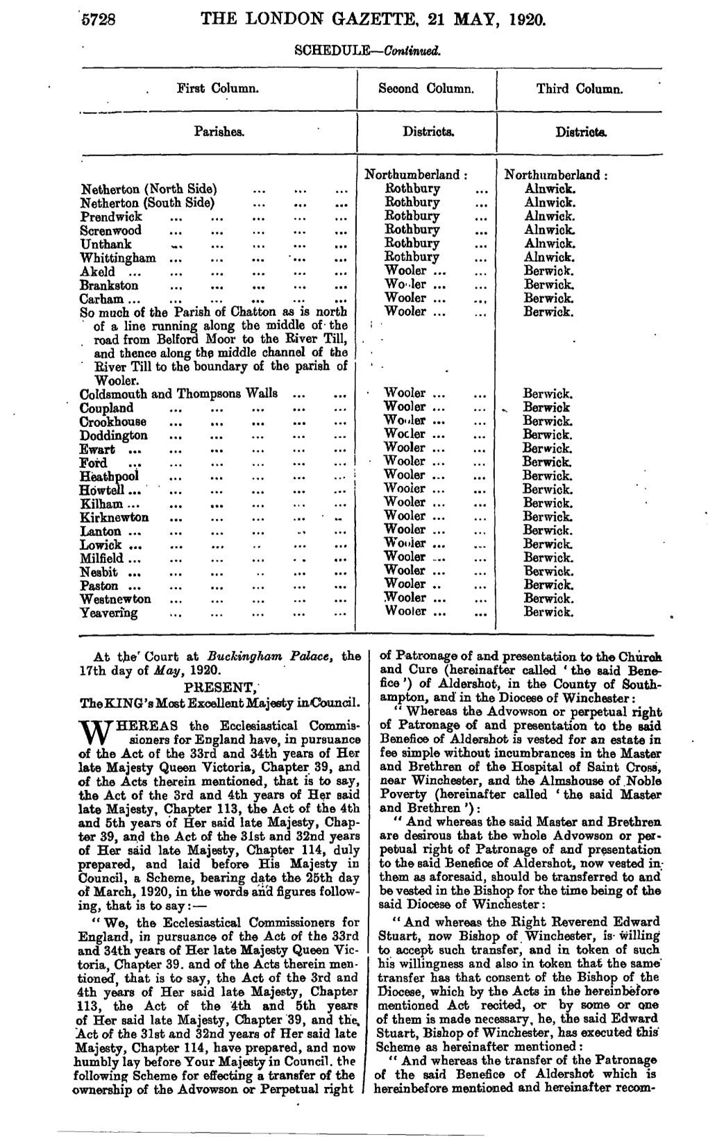 5728 the London Gazette, 21 May, 1920