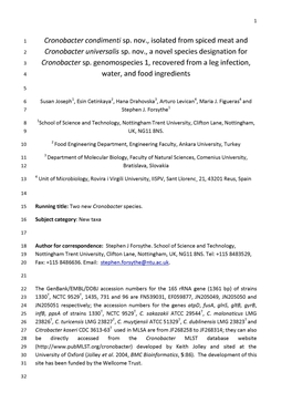 Cronobocter Condimenti Sp. Novv Isolated from Spiced Meat And