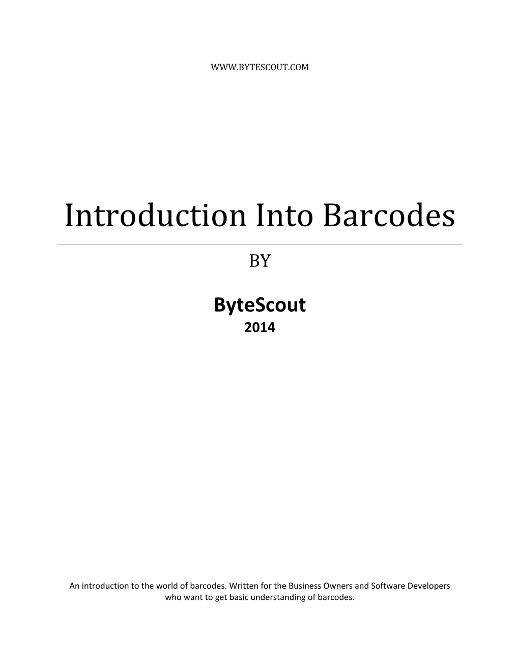 Introduction Into Barcodes BY