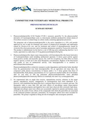 Committee for Veterinary Medicinal Products