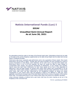 Natixis International Funds (Lux) I