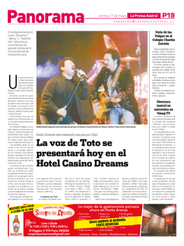 La Voz De Toto Se Presentará Hoy En El Hotel Casino Dreams