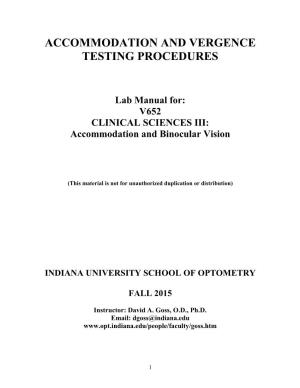 Accommodation and Vergence Testing Procedures