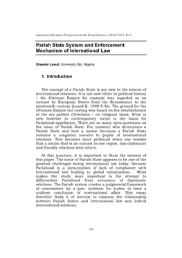 Pariah State System and Enforcement Mechanism of International Law