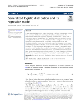 Generalized Logistic Distribution and Its Regression Model Mohammad A