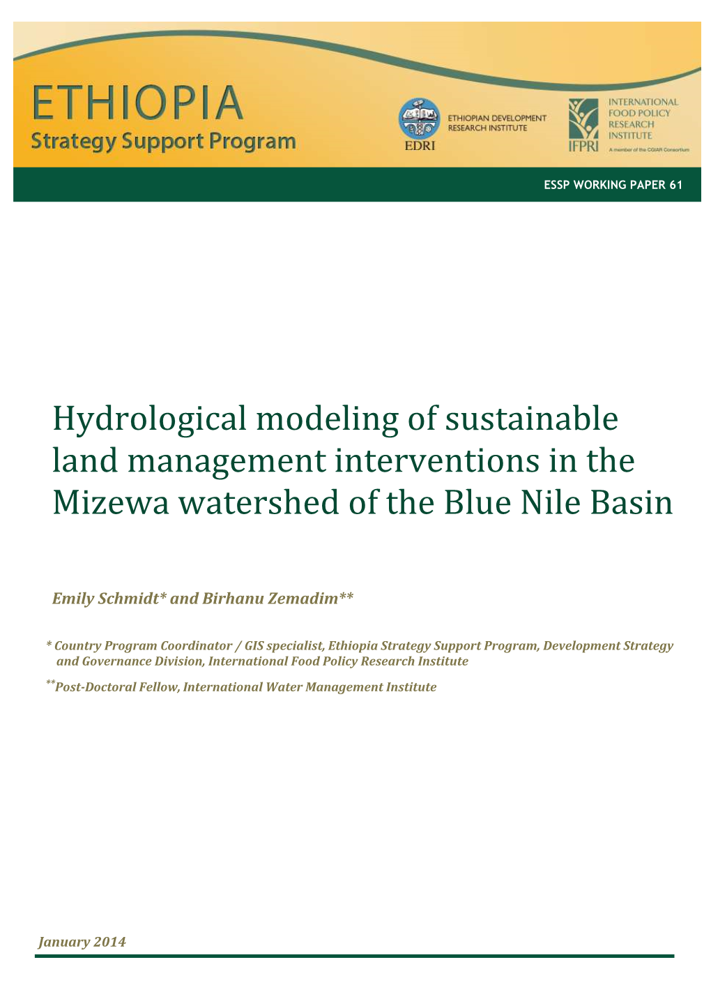 Hydrological Modeling of Sustainable Land Management Interventions in the Mizewa Watershed of the Blue Nile Basin