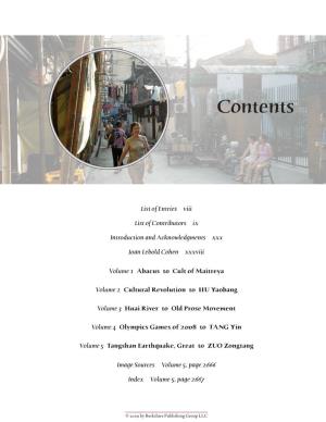 Table of Contents and Contributors