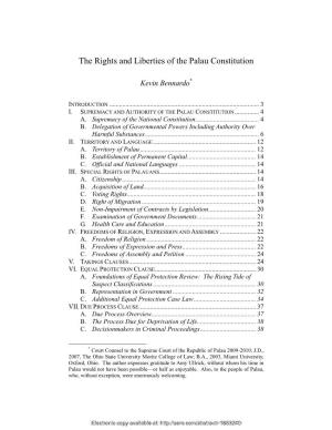 The Rights and Liberties of the Palau Constitution