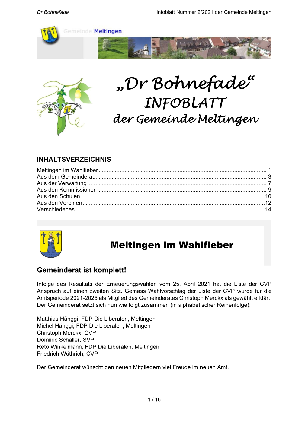 „Dr Bohnefade“ INFOBLATT Der Gemeinde Meltingen