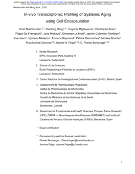 In-Vivo Transcriptomic Profiling of Systemic Aging Using Cell Encapsulation