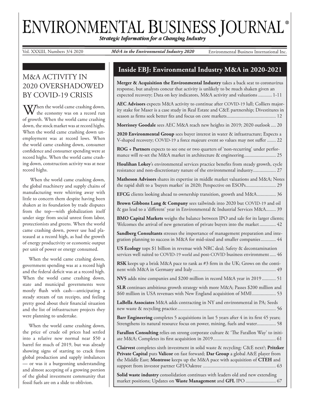 M&A Activity in 2020 Overshadowed by Covid-19